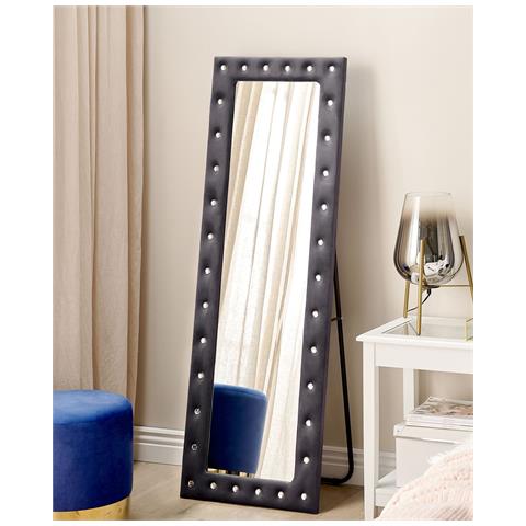 Specchio Da Terra Velluto Grigio Scuro 50 X 150 Cm Ansouis - Foto 1