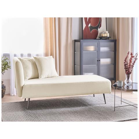 Chaise Longue Versione Sinistra Riom Bouclé Bianco Sporco - Foto 1