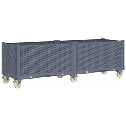 Fioriera Da Giardino Con Ruote Grigia 160x50x54 Cm In Pp - Foto 2