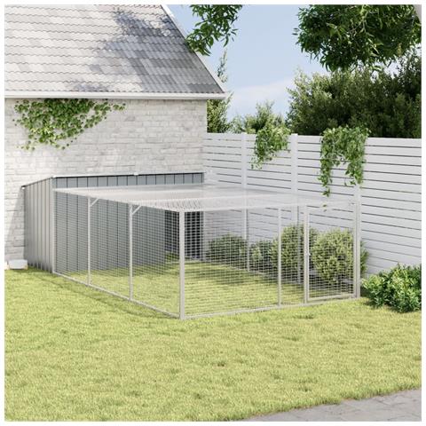 Casetta Cani Con Corsa Antracite 197x396x110 Cm Acciaio Zincato - Foto 2