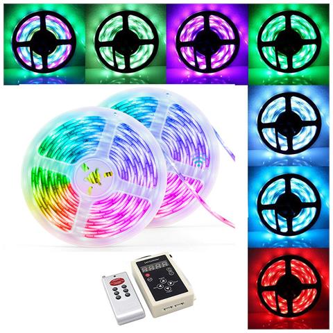 Set 2 Strisce Da 5 Mt 10m Led 5050 Rgb 12v Ip65 Alimentatore Telecomando Z802 - Foto 2