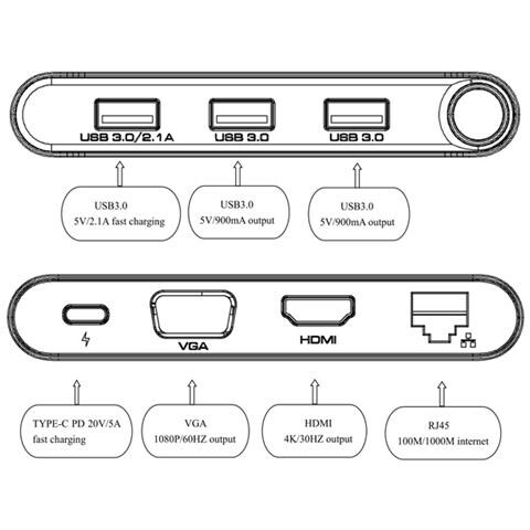 EX-1220HM replicatore di porte e docking station per laptop USB 3.2 Gen 1 (3.1 Gen 1) Type-C Nero - Foto 10