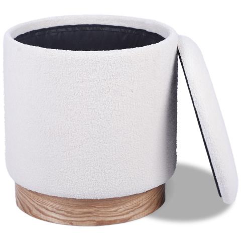 Pouf Contenitore Juliette In Tessuto Spugna Bianco - Foto 2