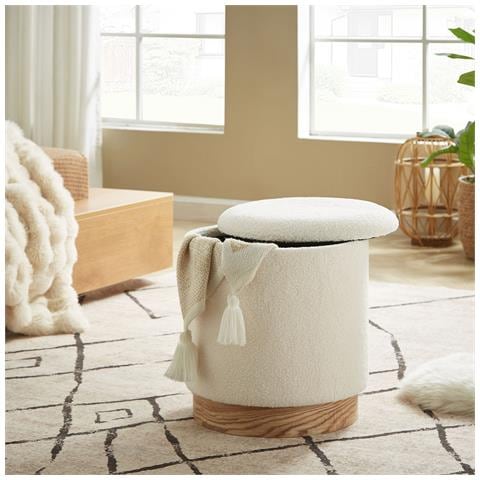 Pouf Contenitore Juliette In Tessuto Spugna Bianco - Foto 1