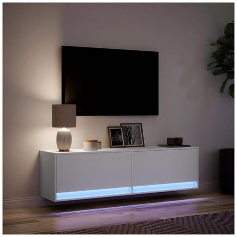 Mobile TV a Parete con Luci LED Bianco 140x31x38 cm - Foto 2