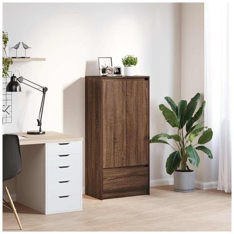 Armadio con Cassetto Rovere Marrone 55,5x34x119,5 cm Truciolato - Foto 1
