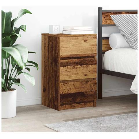Comodini con 3 Cassetti 2 pz Legno Antico 39x35x65 cm - Foto 1