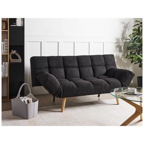 Divano Letto 2 Posti Ingaro Bouclé Nero - Foto 1
