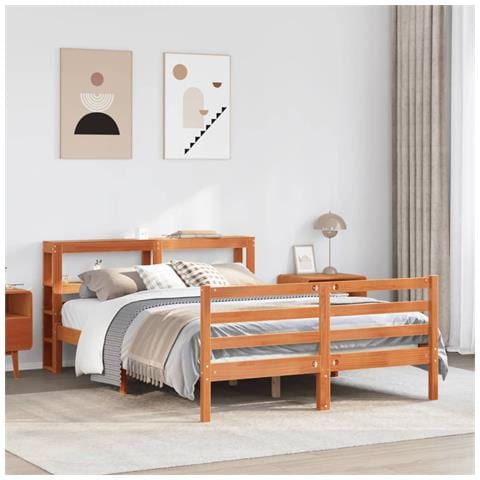 Letto Senza Materasso Marrone Cera 120x190 Cm In Legno Di Pino - Foto 1