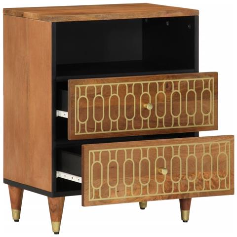 Comodino 50x33x62 Cm In Legno Massello Di Mango - Foto 3