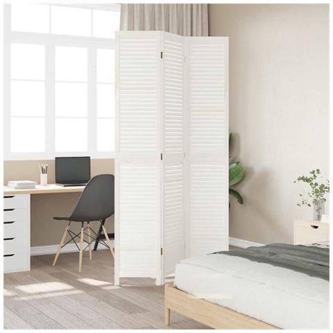 Divisorio Ambienti 3pannelli Bianco Legno Massello Di Paulownia - Foto 3