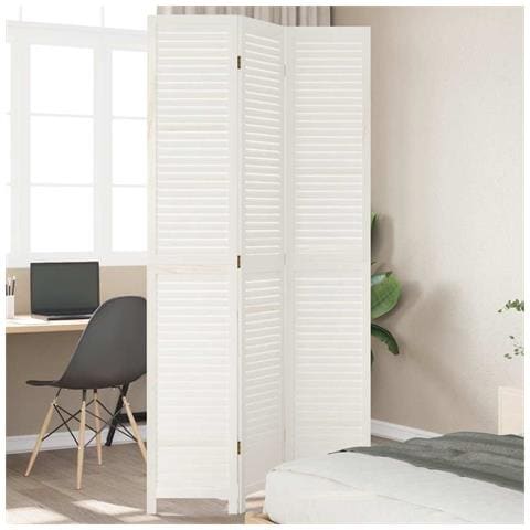 Divisorio Ambienti 3pannelli Bianco Legno Massello Di Paulownia - Foto 1