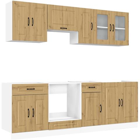 Set Mobili Da Cucina 8 Pz Kalmar Rovere Artigianale Truciolato - Foto 2