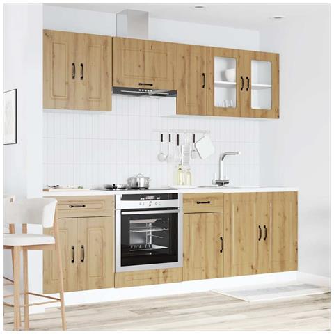 Set Mobili Da Cucina 8 Pz Kalmar Rovere Artigianale Truciolato - Foto 3