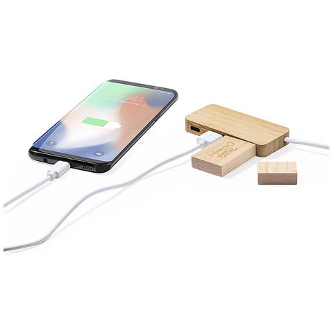 Nature Porta Usb Bambù 1 Porta Tipo C. 2 Porte Usb 2.0 8x1x3,8 Cm. Colore Del Legno - Foto 2