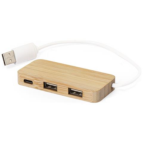 Nature Porta Usb Bambù 1 Porta Tipo C. 2 Porte Usb 2.0 8x1x3,8 Cm. Colore Del Legno - Foto 1