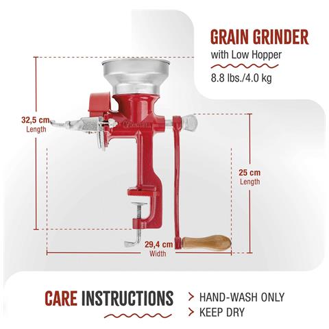 Victoria 30032 Mulino Grano Manuale In Ghisa Per Macinare Caffè, Mais, Avena,  Regolabile  Rosso - Foto 2