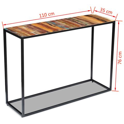 Consolle In Legno Massello Recuperato 110x35x76 Cm - Foto 8