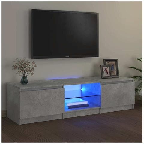 Lusso Casadino -  Mobile Porta Tv Con Luci Led Grigio Cemento 140x40x36 Cm - Foto 8