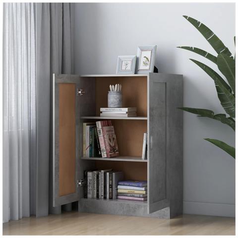 Libreria Grigio Cemento 82,5x30,5x115 Cm In Legno Multistrato - Foto 2