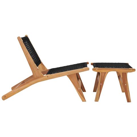 Lusso Casadino -  Sedia A Sdraio Con Poggiapiedi In Legno Massello Di Teak E Corda - Foto 1