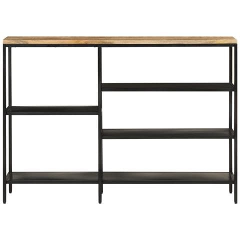 Tavolo Consolle 110x30x75cm Legno Massello Mango Grezzo E Ferro - Foto 1