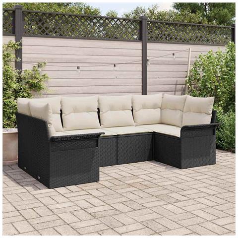 Set di divani da giardino con cuscini neri in rattan polietilene, Divano da giardino a 2 posti con stoccaggio & cuscini neri in rattan polietilene - Foto 2