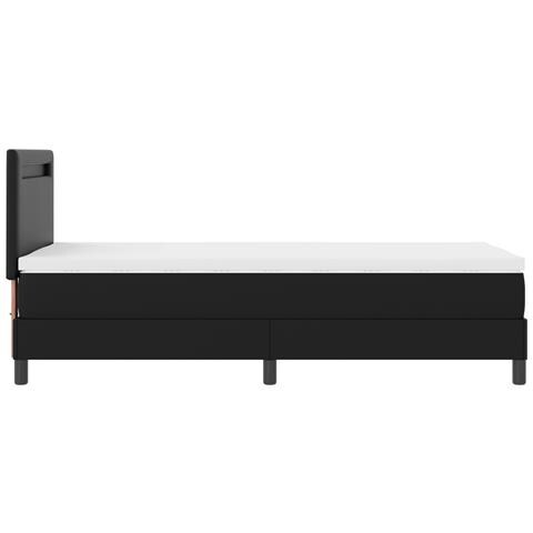 Letto Box Spring con Materasso Nero 90x200 cm in Pelle Sintetica, Testiera Semplice Nero 90 cm in Pelle Sintetica - Foto 9
