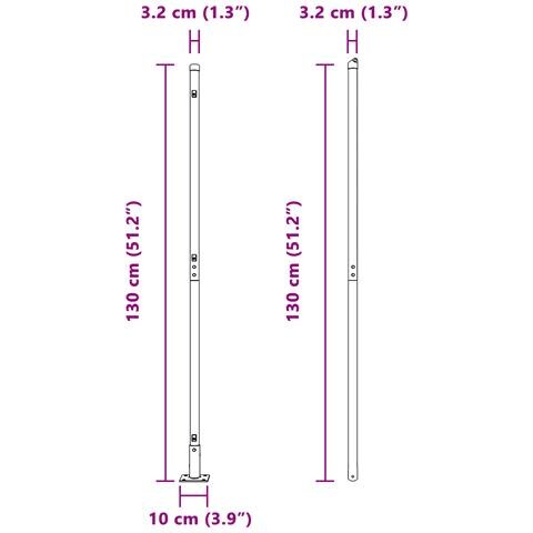 Posts per Recinzione con Piastra di Base 7 pz Ø32mm 68,5cm Acciaio Zincato - Foto 9