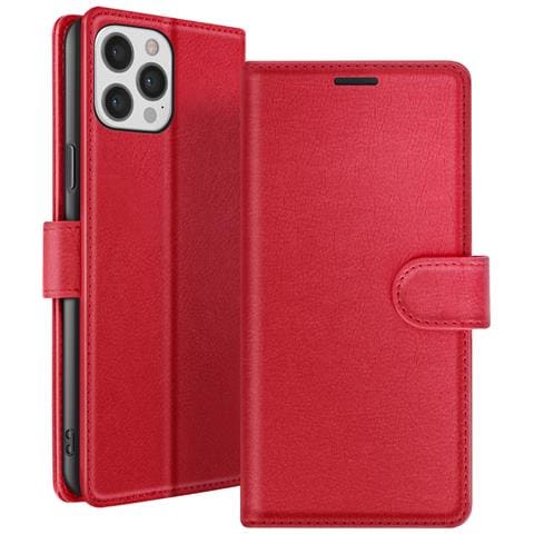 Custodia A Portafoglio Per Iphone 12 Pro Max Con Supporto E Linguetta Magnetica, Rosso - Foto 1