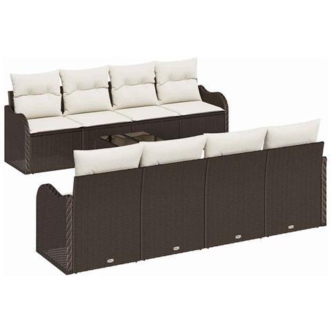 Set Divano da Giardino 9 pcs Marrone e Crema 55 x 55 x 37 cm - Foto 1