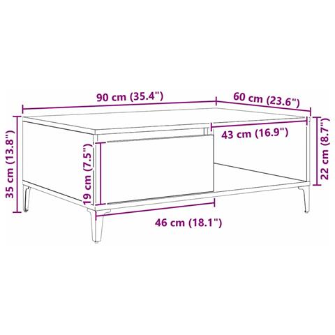Tavolino da salotto Legno vecchio 90 x 60 x 35 cm - Foto 7