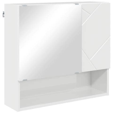 Mobiletto per specchio con porta Bianco lucido 59 x 17 x 55 cm - Foto 1