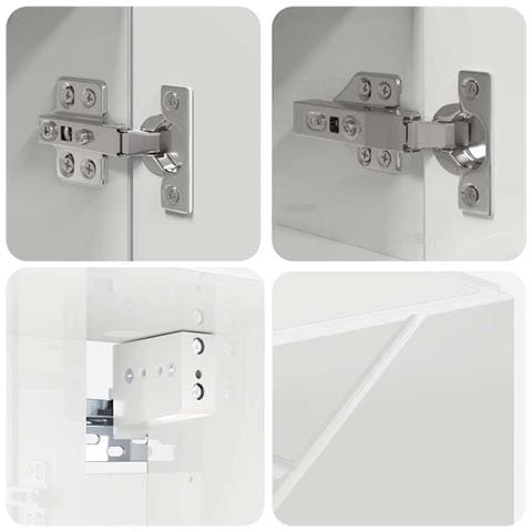 Mobiletto per specchio con porta Bianco lucido 59 x 17 x 55 cm - Foto 9