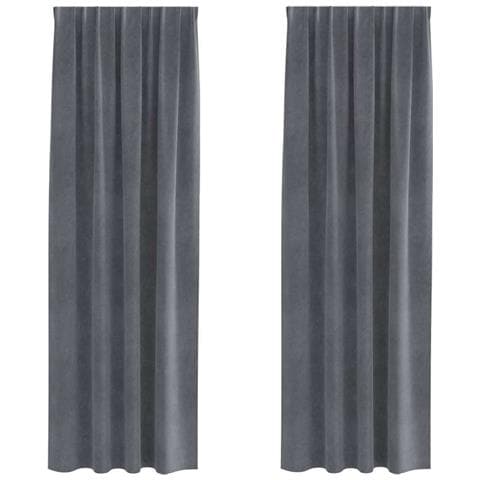 Tende con tende 2 pcs Grigio chiaro 140 x 245 cm Velluto - Foto 1