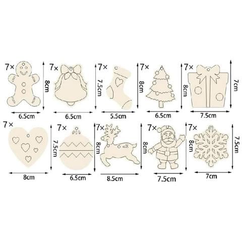 Set Di 70 Ornamenti Natalizi In Legno Non Finiti - Decorazioni Da Dipingere Fai Da Te - Foto 2