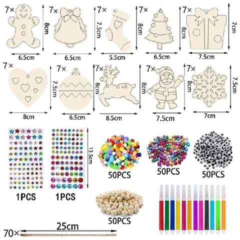 Set Di 70 Ornamenti Natalizi In Legno Non Finiti - Decorazioni Da Dipingere Fai Da Te - Foto 1