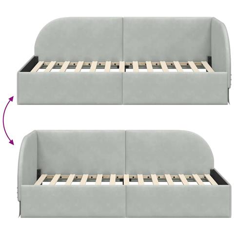 Cornice del letto ad angolo Grigio chiaro 90 cm x 190 cm - Foto 9