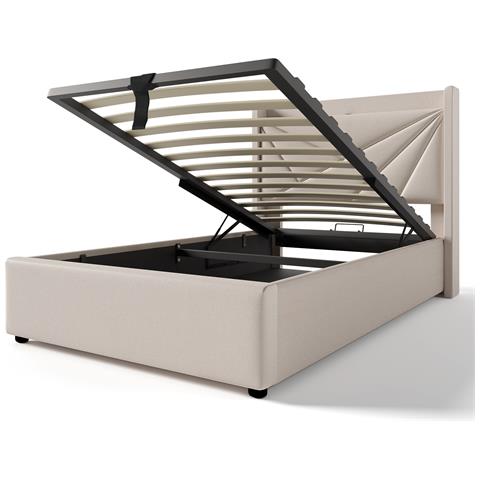 Letto Singolo Beige Con Testata Moderna E Funzione Di Ricarica Integrata - Foto 3
