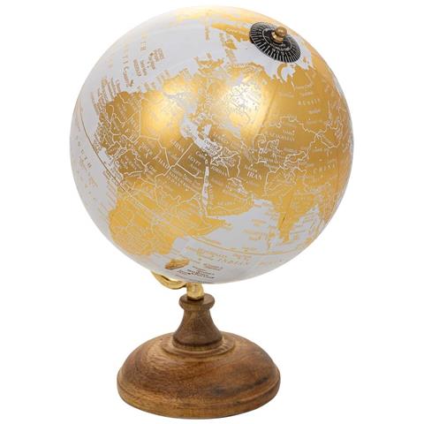 Mappamondo In Plastica Con Base In Legno Marrone D15x20h - Foto 1