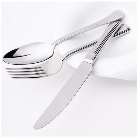 Octavia Set 24 posate acciaio inox 18/10 - Servizio per 6 Persone - forchetta, coltello, cucchiaio e cucchiaino - Design elegante per tavole classiche e vintage - Foto 3