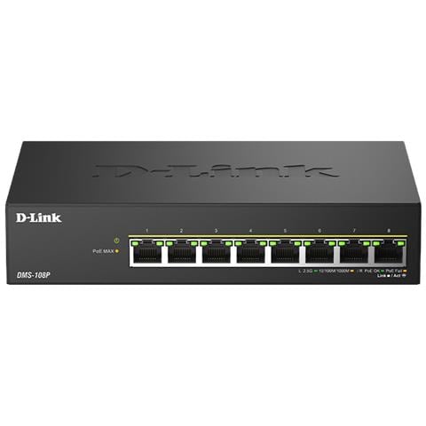DMS-108P /E switch di rete Non gestito 2.5G Ethernet (100/1000/2500) Supporto Power over Ethernet (PoE) Nero - Foto 1