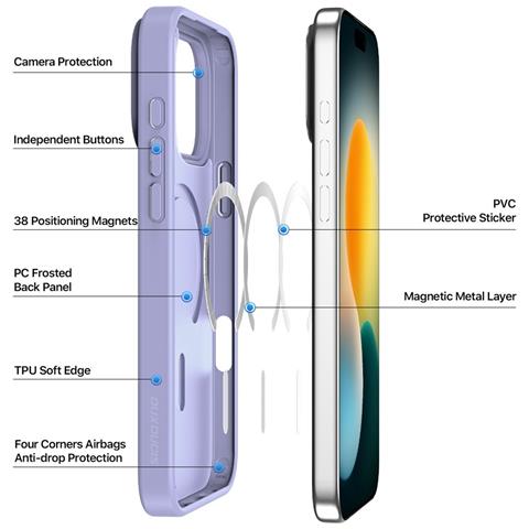 Cover per iPhone 17 Pro Max - TPU+PC, Viola, MagSafe - Foto 2