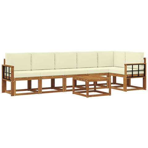 Set di divani da esterno con cuscino 7 pcs Naturale e Crema - Foto 1