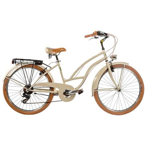 Bici Da Donna Misura 26 City Bike Bicicletta Cruiser Stile Americano Con Cambio 6v Completa Di Accessori Luci A Led - 43 Nocciola - Foto 1
