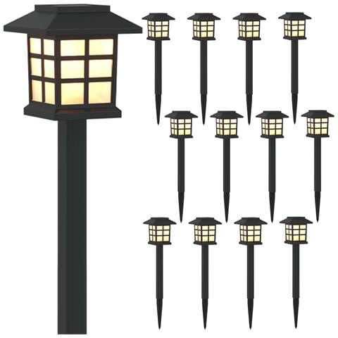 Luci solari da esterno con picchetto 12 pcs Bianco caldo PP - Foto 1