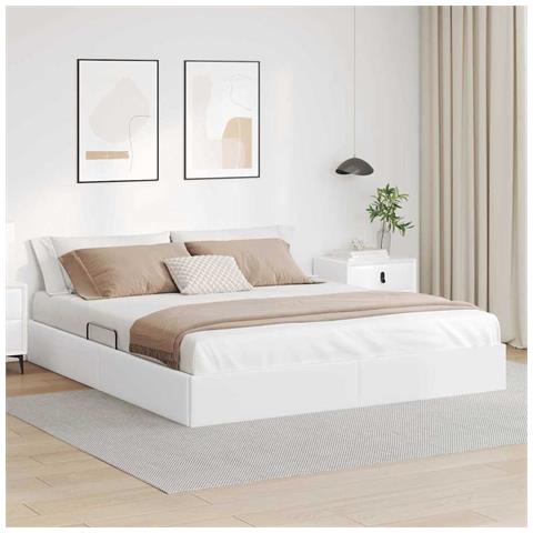 Letto con Contenitore Bianco Puro 183 x 213 cm Similpelle - Foto 2