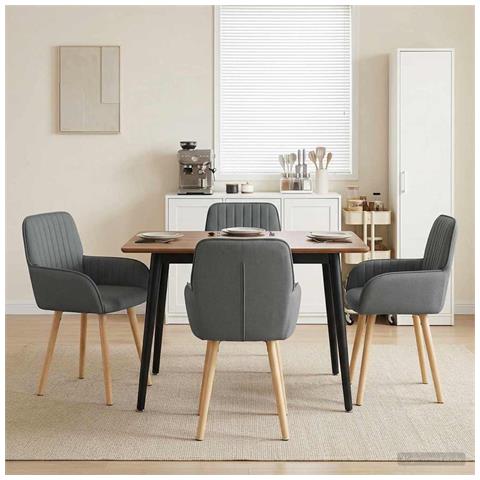 Sedie da pranzo 4 pcs Tessuto Grigio Scuro 56,5 x 50 x 87,5 cm - Foto 2
