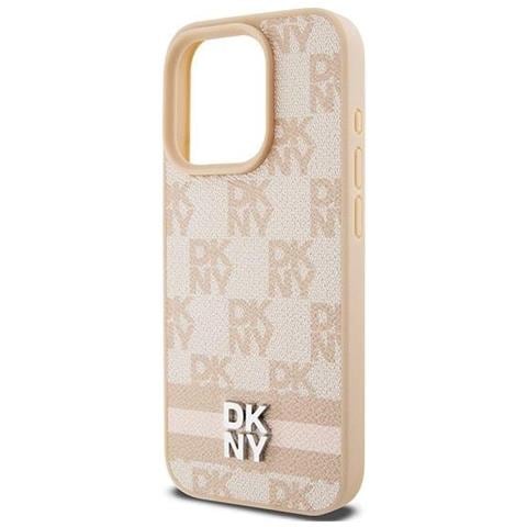 Dkny ""custodia In Pelle A Quadri Con Strisce Stampate Per Iphone 15 Pro Max"" - Rosa - Foto 2