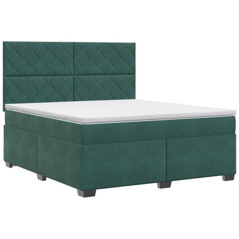 Letto box spring con materasso Verde Scuro 160 x 200 cm Velluto - Foto 1